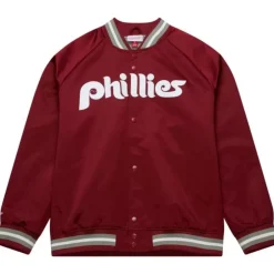 Men Mitchell & Ness Jackets & Outerwear-Lightweight Satin Jacket Philadelphia Phillies