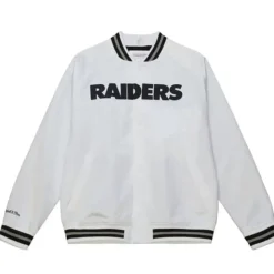 Men Mitchell & Ness Jackets & Outerwear-Lightweight Satin Jacket Oakland Raiders