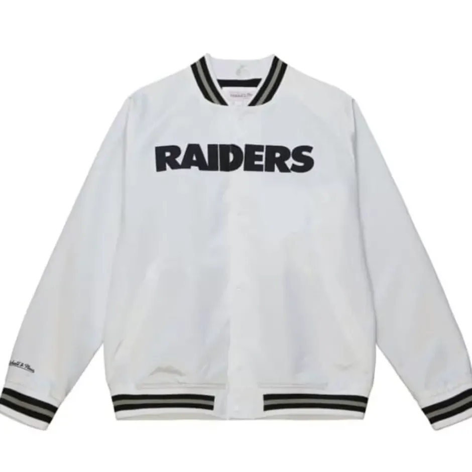 Men Mitchell & Ness Jackets & Outerwear-Lightweight Satin Jacket Oakland Raiders