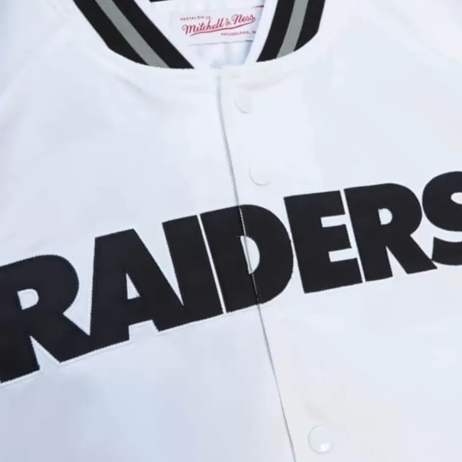 Men Mitchell & Ness Jackets & Outerwear-Lightweight Satin Jacket Oakland Raiders