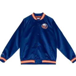 Men Mitchell & Ness Jackets & Outerwear-Lightweight Satin Jacket New York Islanders
