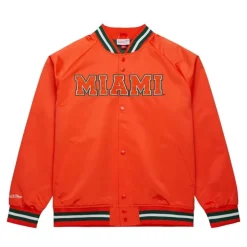 Men Mitchell & Ness Jackets & Outerwear-Lightweight Satin Jacket University Of Miami