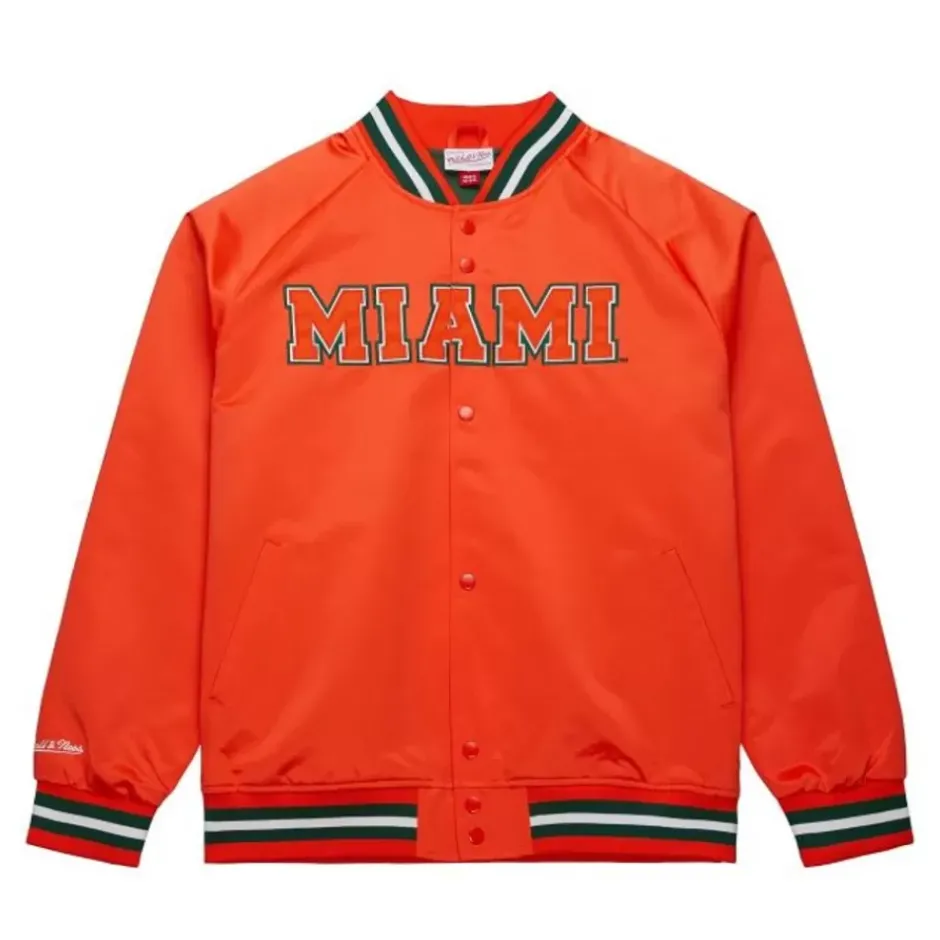 Men Mitchell & Ness Jackets & Outerwear-Lightweight Satin Jacket University Of Miami