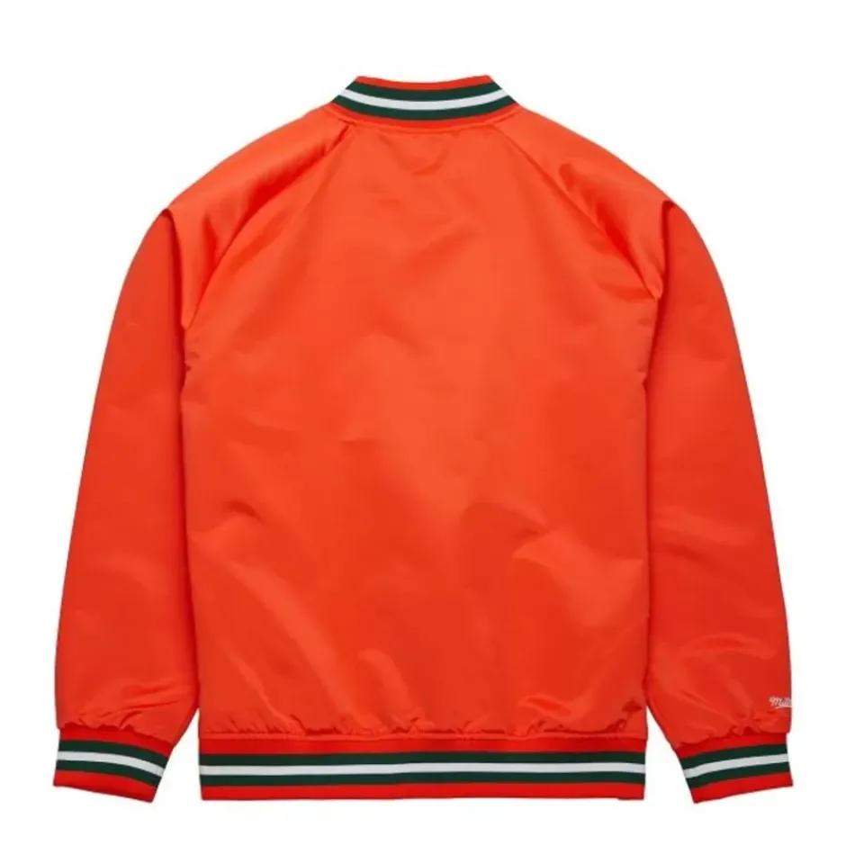 Men Mitchell & Ness Jackets & Outerwear-Lightweight Satin Jacket University Of Miami