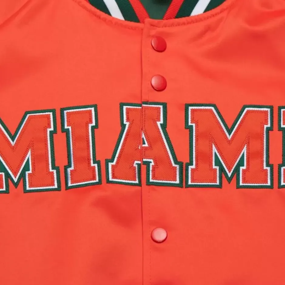 Men Mitchell & Ness Jackets & Outerwear-Lightweight Satin Jacket University Of Miami