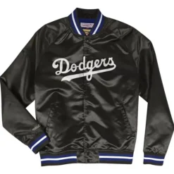 Men Mitchell & Ness Jackets & Outerwear-Lightweight Satin Jacket Los Angeles Dodgers