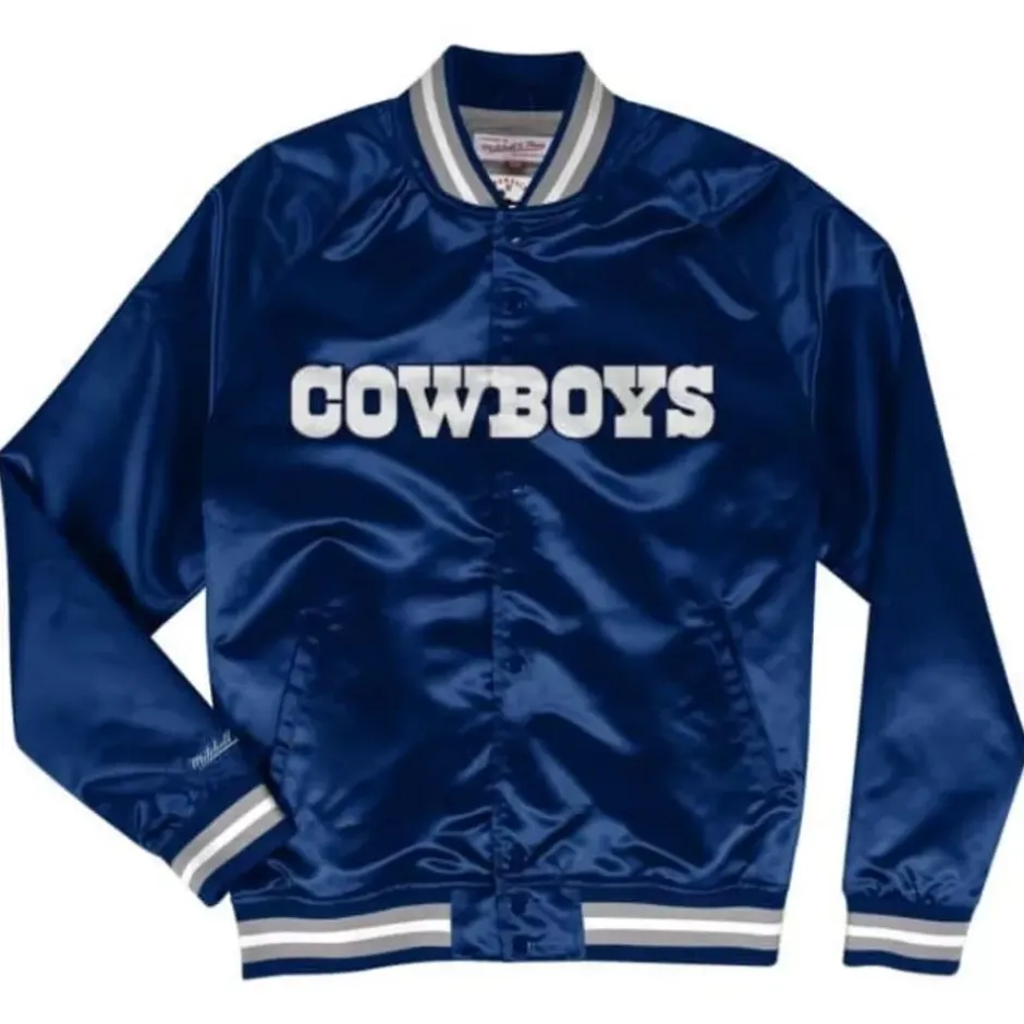 Men Mitchell & Ness Jackets & Outerwear-Lightweight Satin Jacket Dallas Cowboys