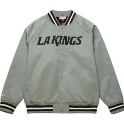 Men Mitchell & Ness Jackets & Outerwear-Lightweight Satin Jacket Current Logo Los Angeles Kings