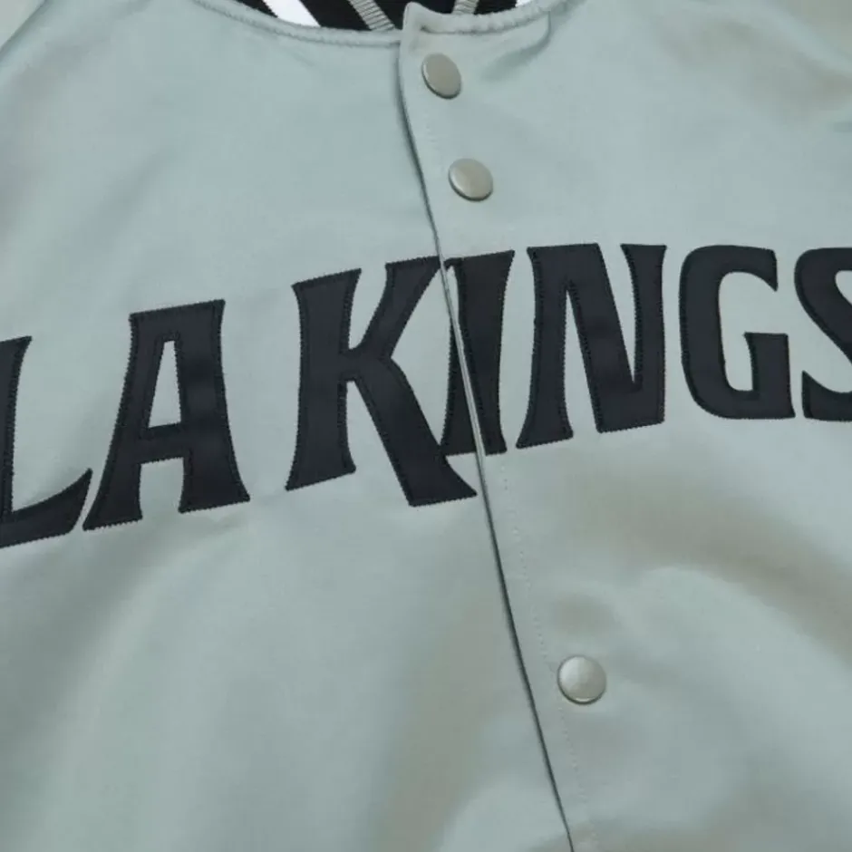 Men Mitchell & Ness Jackets & Outerwear-Lightweight Satin Jacket Current Logo Los Angeles Kings