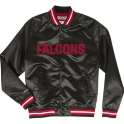 Men Mitchell & Ness Jackets & Outerwear-Lightweight Satin Jacket Atlanta Falcons