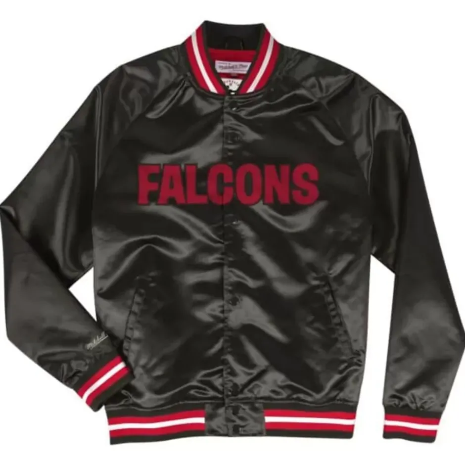 Men Mitchell & Ness Jackets & Outerwear-Lightweight Satin Jacket Atlanta Falcons