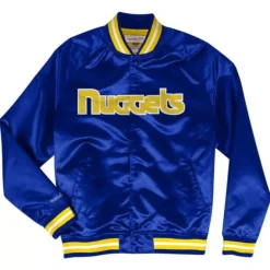 Men Mitchell & Ness Jackets & Outerwear-Lightweight Satin Jacket Denver Nuggets