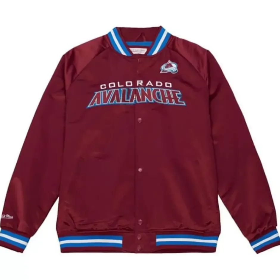 Men Mitchell & Ness Jackets & Outerwear-Lightweight Satin Jacket Colorado Avalanche