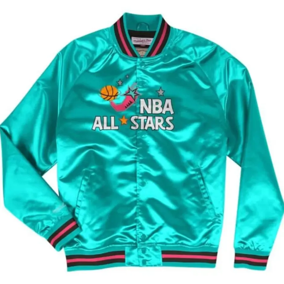 Men Mitchell & Ness Jackets & Outerwear-Lightweight Satin Jacket All-Star
