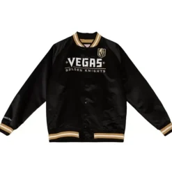 Men Mitchell & Ness Jackets & Outerwear-Lightweight Satin Jacket Vegas Golden Knights