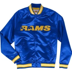 Men Mitchell & Ness Jackets & Outerwear-Lightweight Satin Jacket Los Angeles Rams