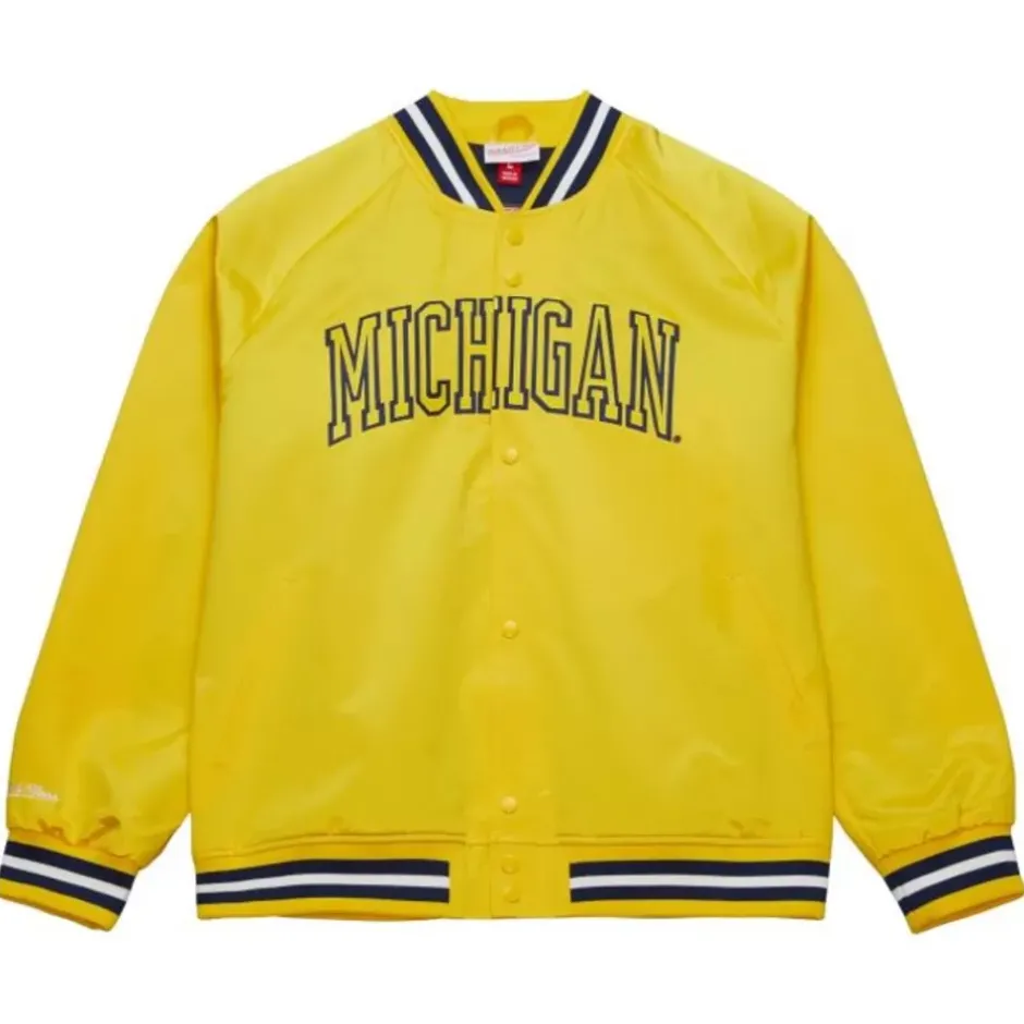 Men Mitchell & Ness Jackets & Outerwear-Lightweight Satin Jacket University Of Michigan