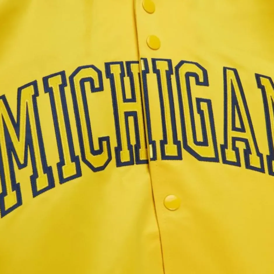 Men Mitchell & Ness Jackets & Outerwear-Lightweight Satin Jacket University Of Michigan