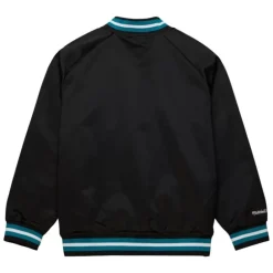 Men Mitchell & Ness Jackets & Outerwear-Lightweight Satin Jacket Current Logo San Jose Sharks