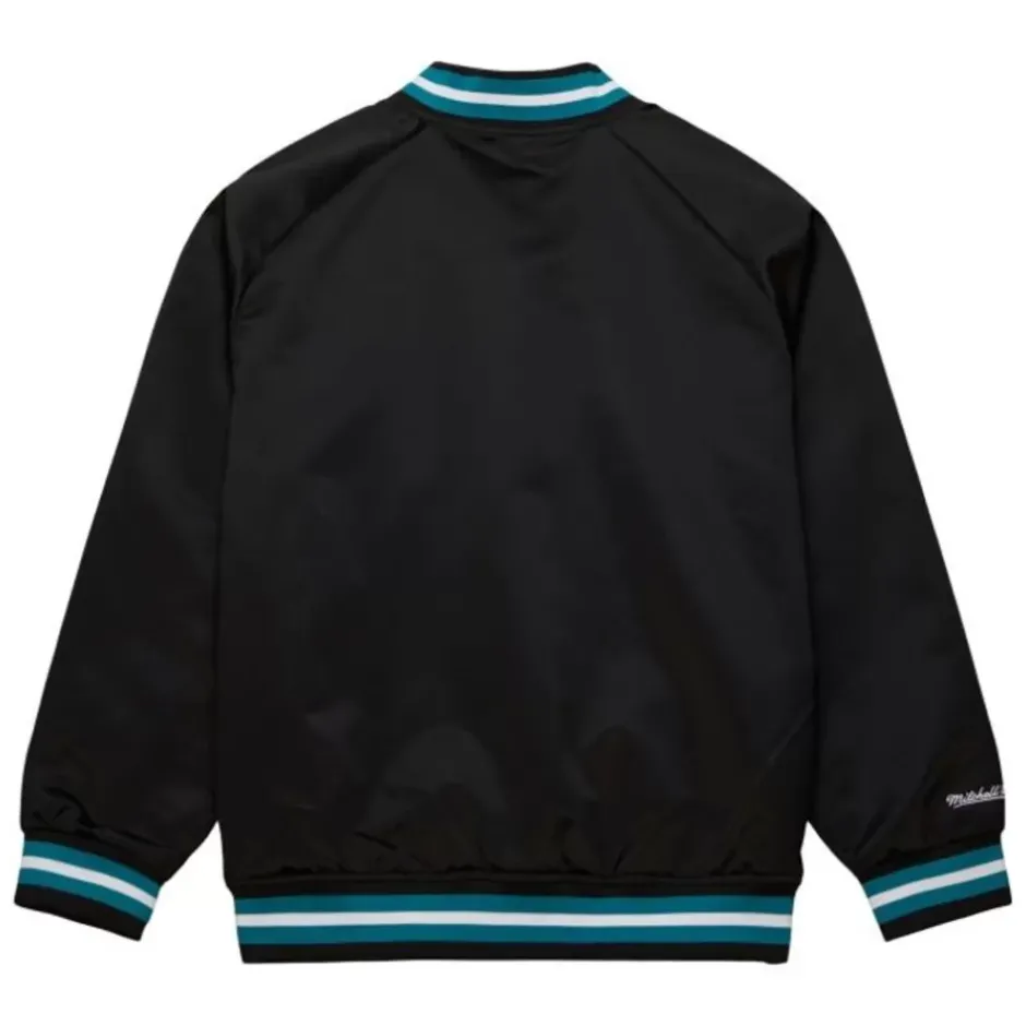 Men Mitchell & Ness Jackets & Outerwear-Lightweight Satin Jacket Current Logo San Jose Sharks
