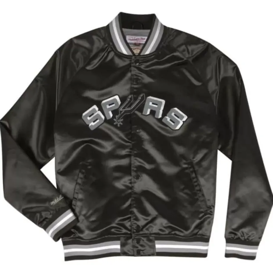 Men Mitchell & Ness Jackets & Outerwear-Lightweight Satin Jacket San Antonio Spurs