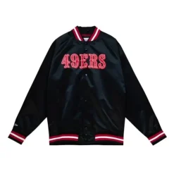 Men Mitchell & Ness Jackets & Outerwear-Lightweight Satin Jacket San Francisco 49Ers