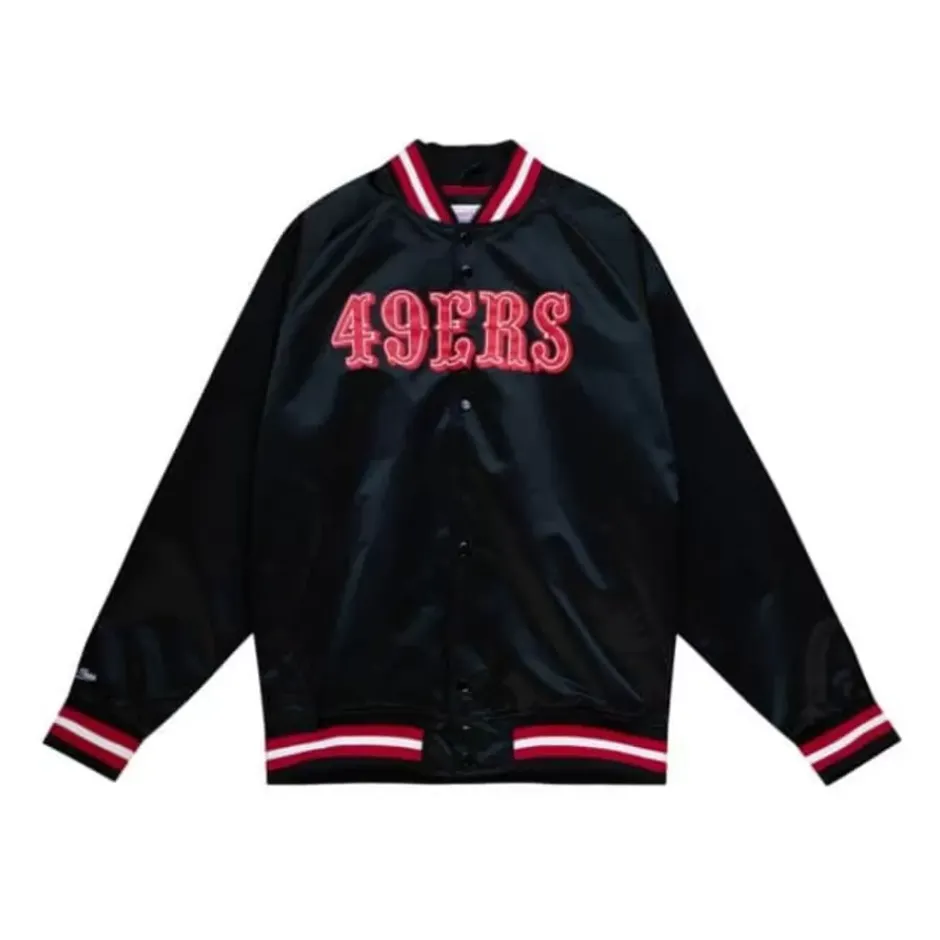 Men Mitchell & Ness Jackets & Outerwear-Lightweight Satin Jacket San Francisco 49Ers