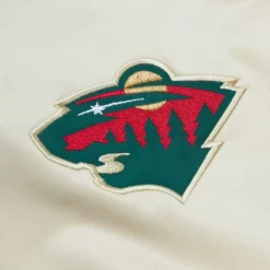 Men Mitchell & Ness Jackets & Outerwear-Lightweight Satin Jacket Current Logo Minnesota Wild