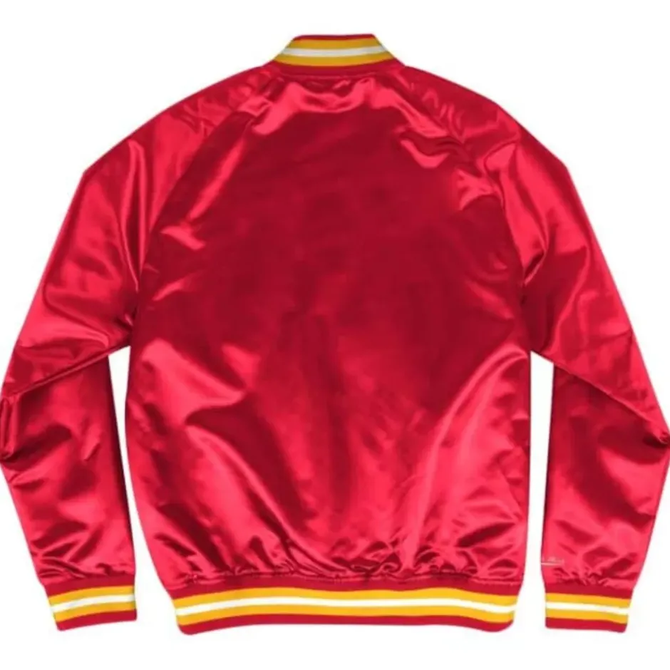 Men Mitchell & Ness Jackets & Outerwear-Lightweight Satin Jacket Houston Rockets