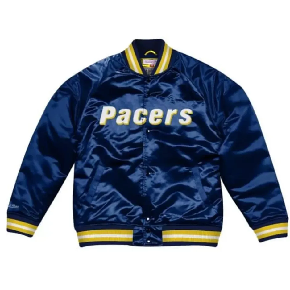 Men Mitchell & Ness Jackets & Outerwear-Lightweight Satin Jacket Indiana Pacers
