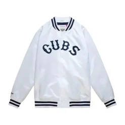 Men Mitchell & Ness Jackets & Outerwear-Lightweight Satin Jacket Chicago Cubs