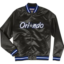 Men Mitchell & Ness Jackets & Outerwear-Lightweight Satin Jacket Orlando Magic