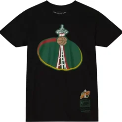 Men Mitchell & Ness T-Shirts & Tops-Logo Remix Tee Seattle Supersonics