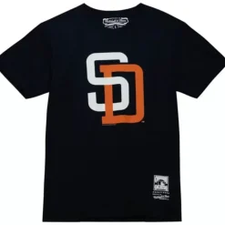 Men Mitchell & Ness T-Shirts & Tops-Logo Tee San Diego Padres