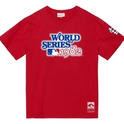 Men Mitchell & Ness T-Shirts & Tops-Logo Tee World Series 1982