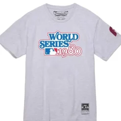 Men Mitchell & Ness T-Shirts & Tops-Logo Tee World Series 1980