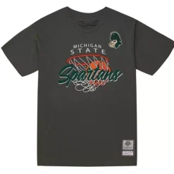 Men Mitchell & Ness T-Shirts & Tops-Madness Hoops Tee Michigan State University