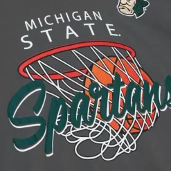 Men Mitchell & Ness T-Shirts & Tops-Madness Hoops Tee Michigan State University