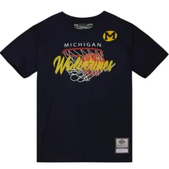 Men Mitchell & Ness T-Shirts & Tops-Madness Hoops Tee University Of Michigan