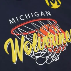 Men Mitchell & Ness T-Shirts & Tops-Madness Hoops Tee University Of Michigan