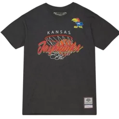 Men Mitchell & Ness T-Shirts & Tops-Madness Hoops Tee University Of Kansas