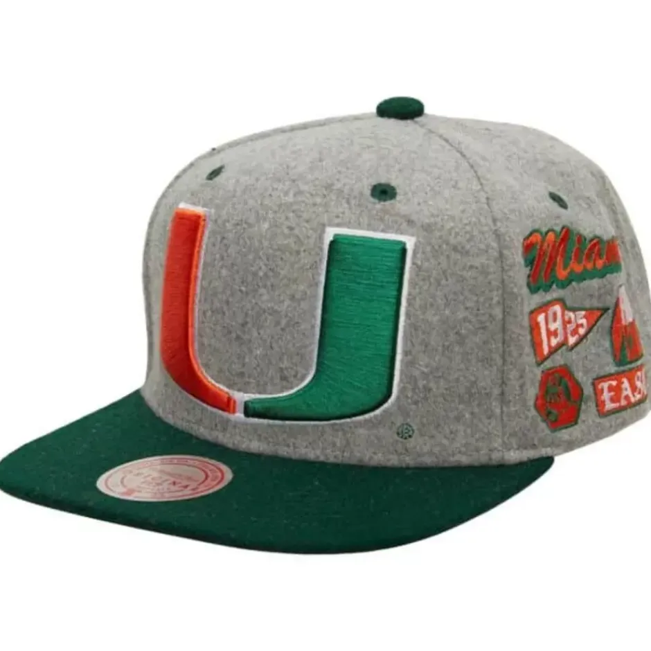 Mitchell & Ness Snapback-Melton Patch Snapback Ncaa University Of Miami
