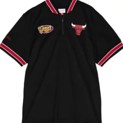 Men Mitchell & Ness T-Shirts & Tops-Mesh 1/4 Zip Chicago Bulls