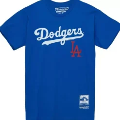 Men Mitchell & Ness T-Shirts & Tops-Mlb La Tee Dodgers
