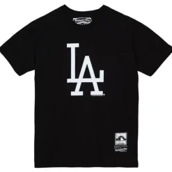 Men Mitchell & Ness T-Shirts & Tops-Mlb Script Wordmark Tee Dodgers