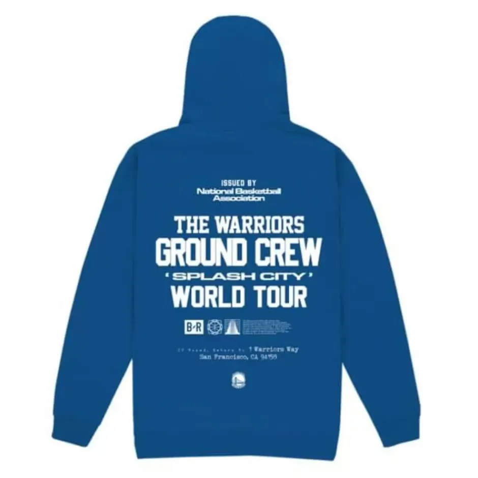 Men Mitchell & Ness Hoodies & Sweatshirts-M&N X Br World Tour Crew Hoodie Golden State Warriors