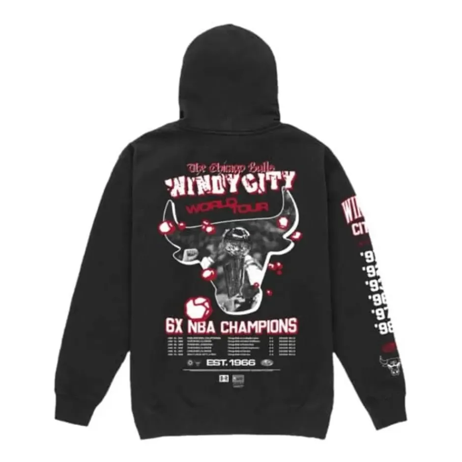Men Mitchell & Ness Hoodies & Sweatshirts-M&N X Br World Tour Hoodie Chicago Bulls