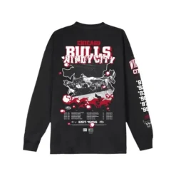 Men Mitchell & Ness T-Shirts & Tops-M&N X Br World Tour Long Sleeve Chicago Bulls