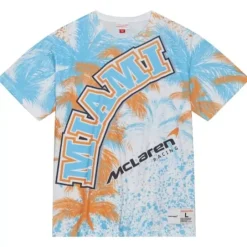 Men Mitchell & Ness T-Shirts & Tops-M&N X Mclaren Miami Grand Prix Team Burst Sublimated Tee