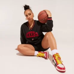 Woman Mitchell & Ness T-Shirts & Tops-M&N X Melody Ehsani Shooting Shirt Philadelphia 76Ers